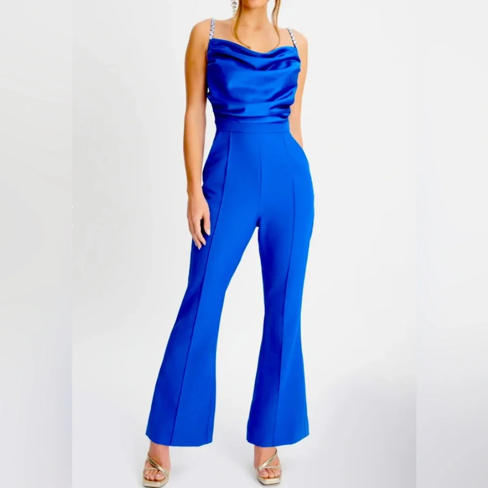 LAVISH ALICE Colbat Blue Cowl-Neck Jumpsuit - Picture 1 of 12
